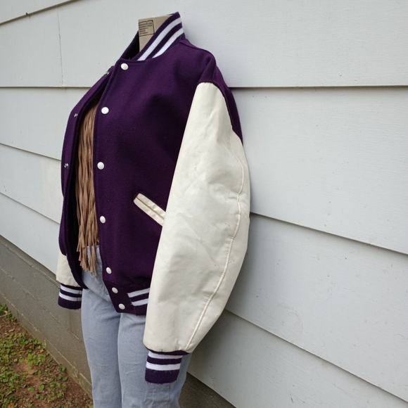 Purple and White Varsity Jacket - Picture 3 of 6